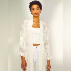 Aritzia Long Sheer Cardigan in White